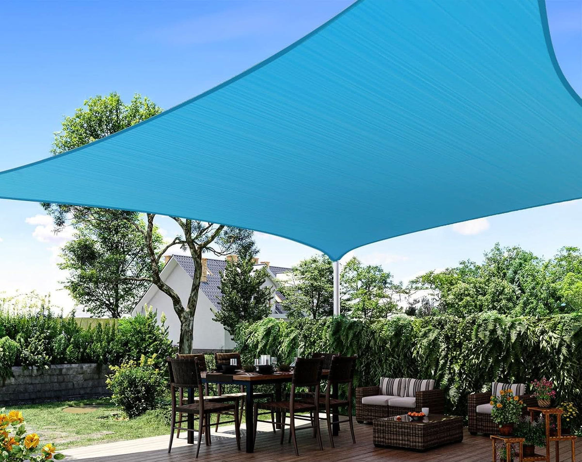 Patio Shade Sail UV-Resistant Breathable Fabric Reinforced Edges & Ropes