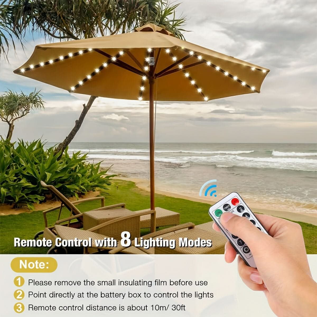Patio Umbrella Light 104 LEDs Wireless Remote