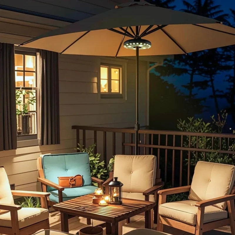 Patio Umbrella Light Cordless Dimmable Clip-On & Hanging Hook