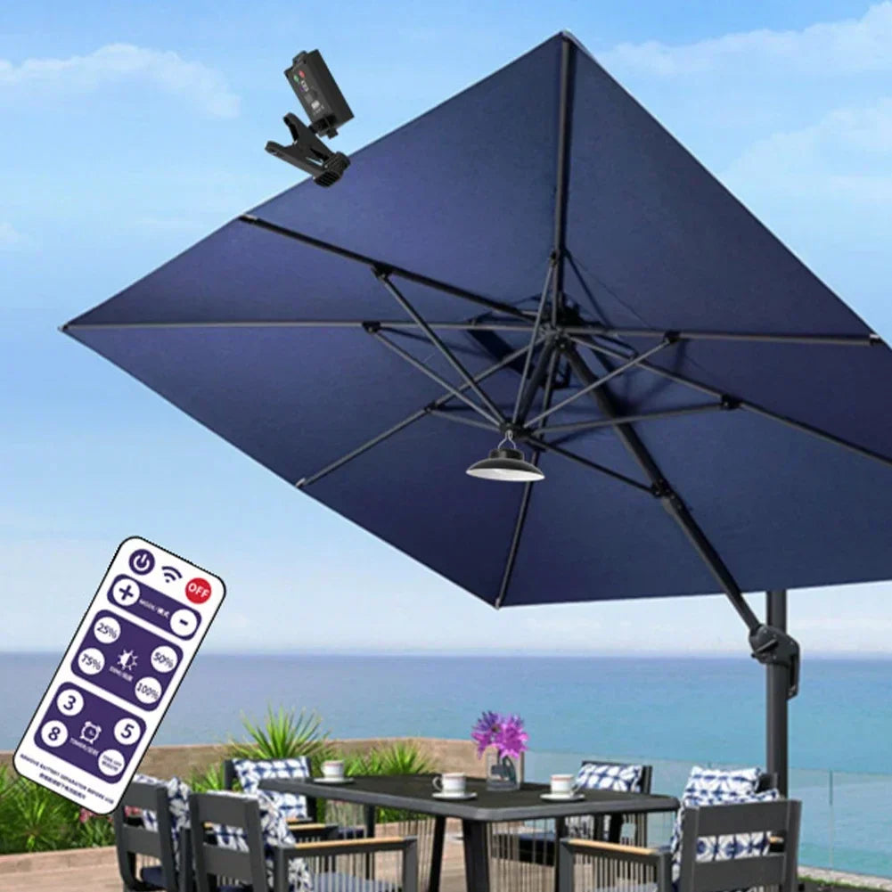 Patio Umbrella Light Solar & USB Remote Control Weather-Resistant