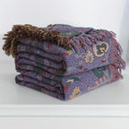 Peacock Tassel Cotton Gauze Throw Blanket (Machine Washable)
