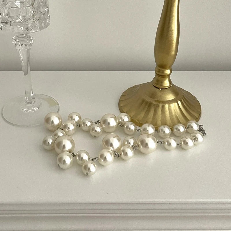 Pearl Necklace Collarbone-Length Lightweight Resin