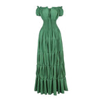 Peasant Maxi Dress Off-Shoulder Elastic Waist Tiered Skirt