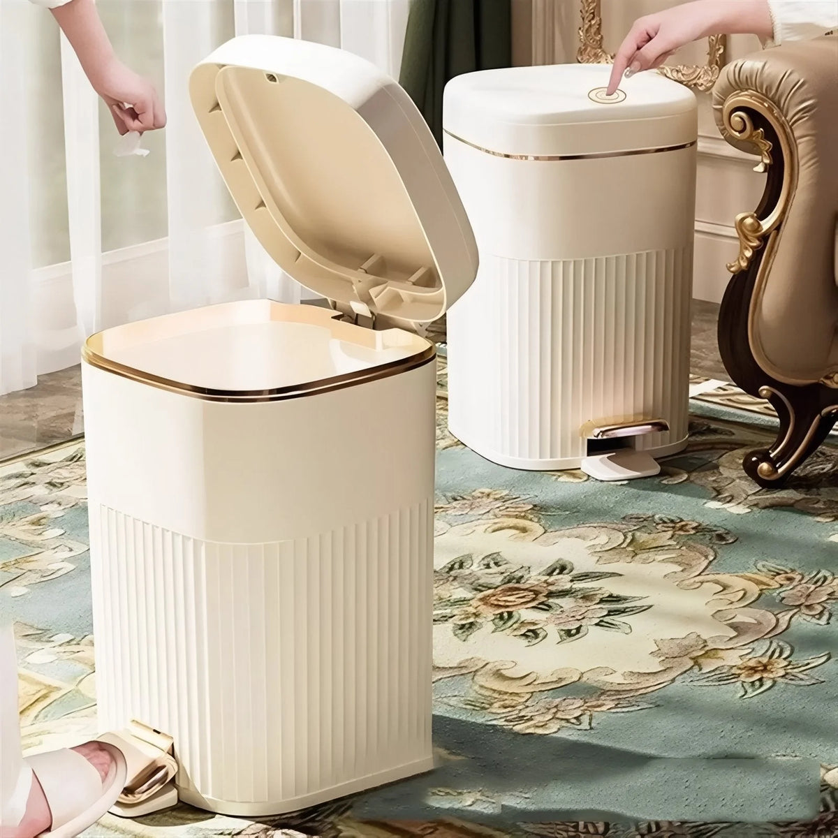 Pedal Bin Hands-Free Hygienic Flat Lid & Odor Control