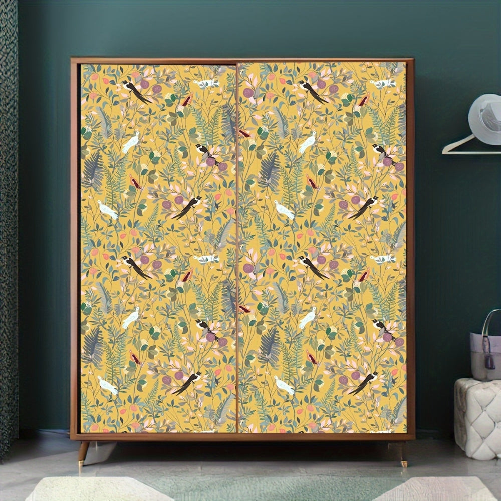 Peel-And-Stick Waterproof Vinyl Wallpaper (Bird & Leaf Canopy, 18 x 118 in)
