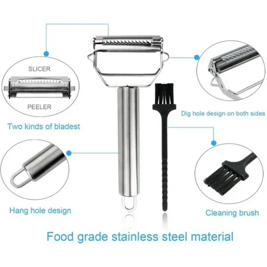 Peeler & Julienne Cutter Stainless Steel Blades Ergonomic Grip
