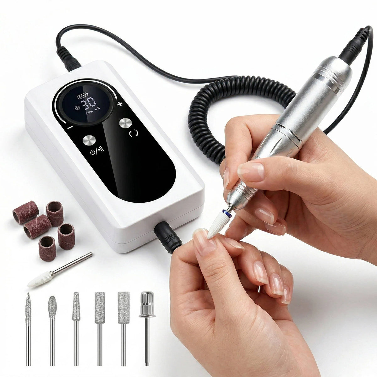 Pen-Style Nail Drill 45,000 RPM 6 Metal Bits