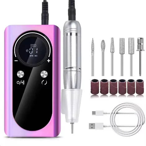 Pen-Style Nail Drill 45,000 RPM 6 Metal Bits