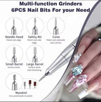 Pen-Style Nail Drill 45,000 RPM 6 Metal Bits