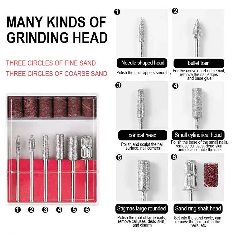 Pen-Style Nail Drill 45,000 RPM 6 Metal Bits
