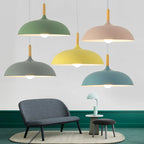 Pendant Ceiling Lamp Scandinavian Oak LED Adjustable Height