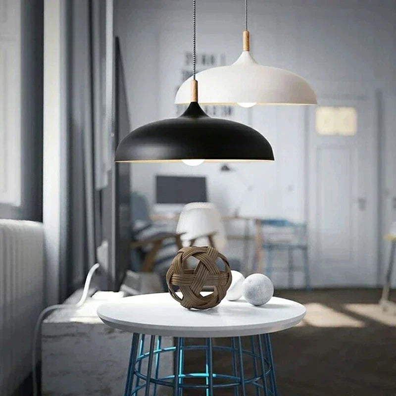 Pendant Ceiling Lamp Scandinavian Oak LED Adjustable Height