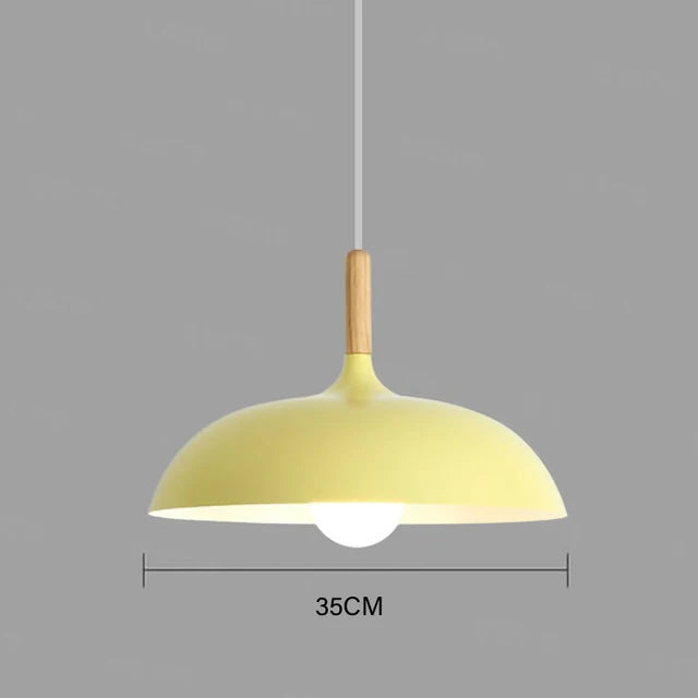 Pendant Ceiling Lamp Scandinavian Oak LED Adjustable Height