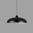 Pendant Ceiling Light Oak & Iron Adjustable Cord