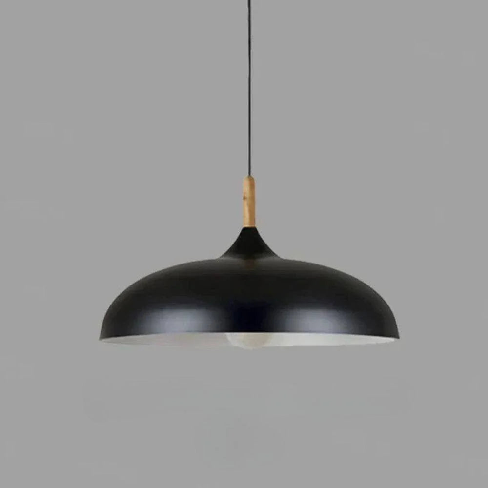 Pendant Ceiling Light Oak & Iron Adjustable Cord