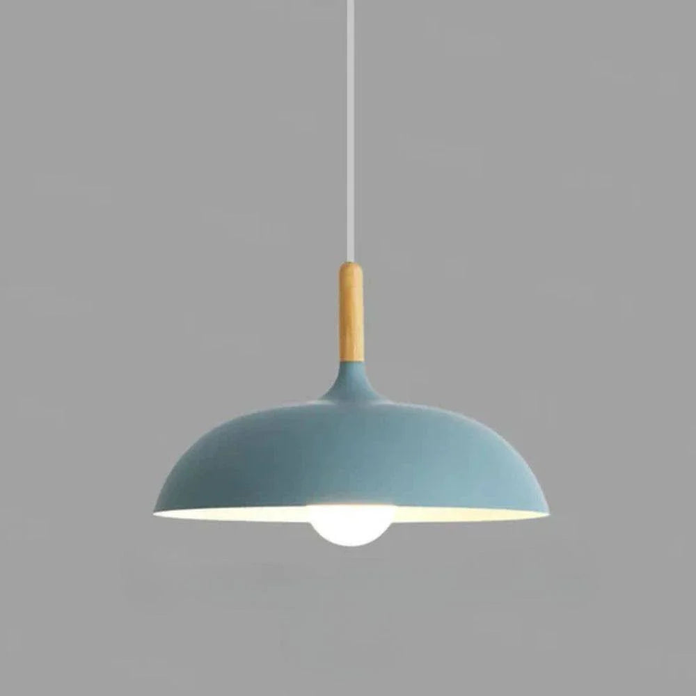 Pendant Ceiling Light Oak & Iron Adjustable Cord