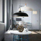 Pendant Ceiling Light Oak & Iron Adjustable Cord