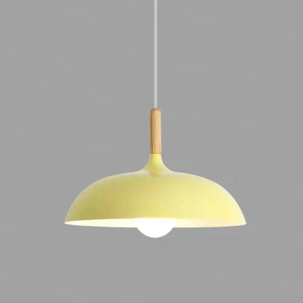 Pendant Ceiling Light Oak & Iron Adjustable Cord