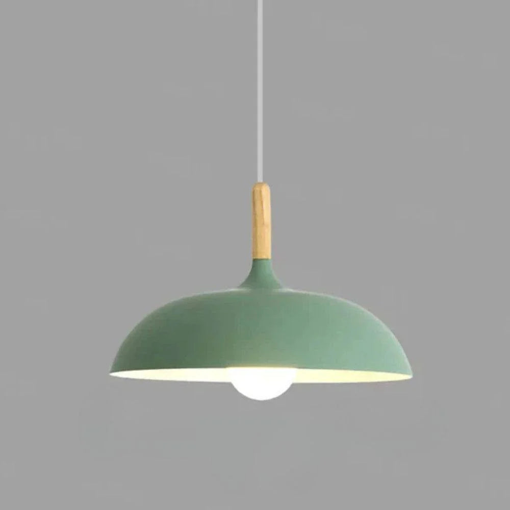 Pendant Ceiling Light Oak & Iron Adjustable Cord
