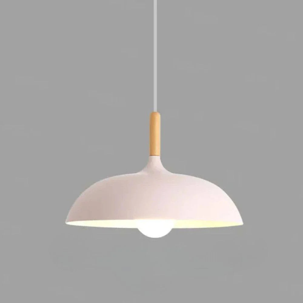 Pendant Ceiling Light Oak & Iron Adjustable Cord