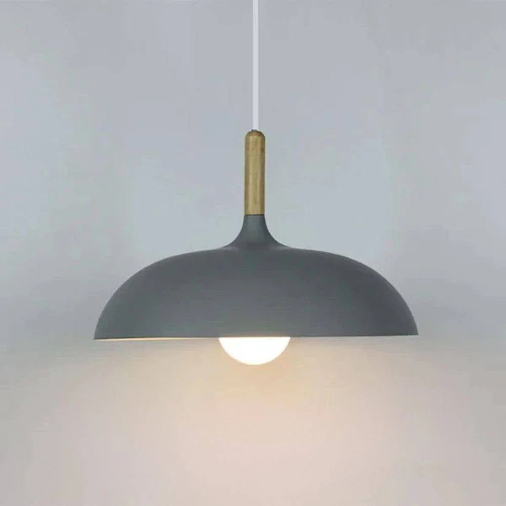 Pendant Ceiling Light Oak & Iron Adjustable Cord