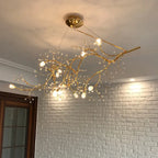 Pendant Chandelier 10-Light Crystal Bead Metallic Finish