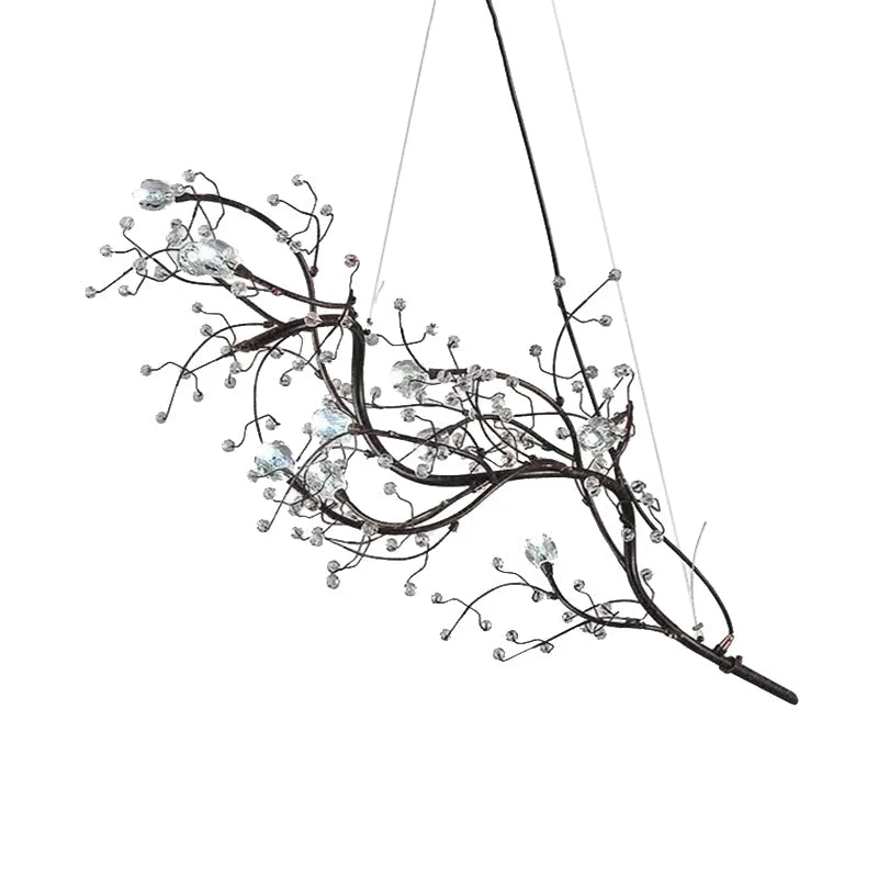 Pendant Chandelier 10-Light Crystal Bead Metallic Finish