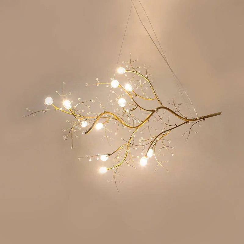 Pendant Chandelier 10-Light Crystal Bead Metallic Finish