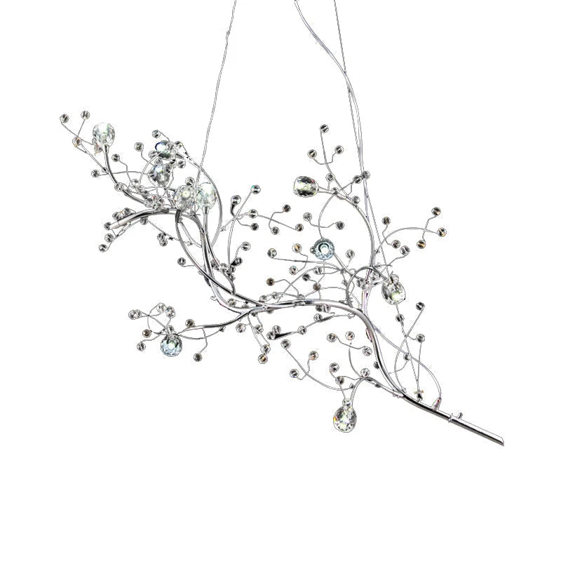 Pendant Chandelier 10-Light Crystal Bead Metallic Finish