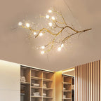 Pendant Chandelier 10-Light Crystal Bead Metallic Finish