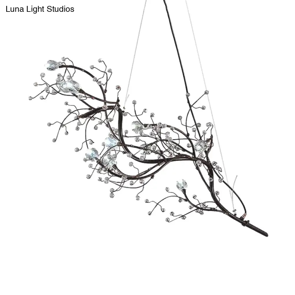 Pendant Chandelier 10-Light Crystal Bead Metallic Finish