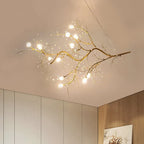 Pendant Chandelier 10-Light Crystal Bead Metallic Finish
