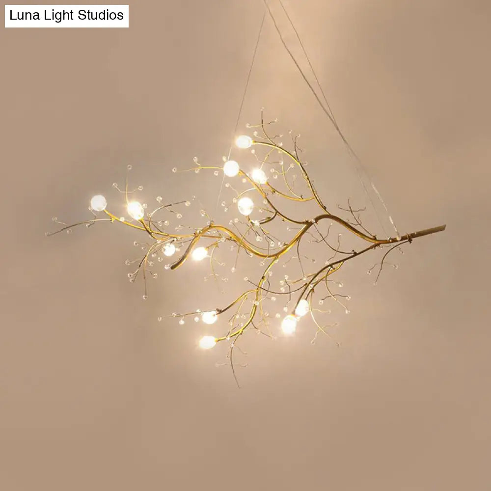 Pendant Chandelier 10-Light Crystal Bead Metallic Finish