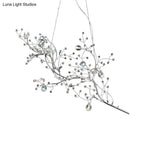 Pendant Chandelier 10-Light Crystal Bead Metallic Finish