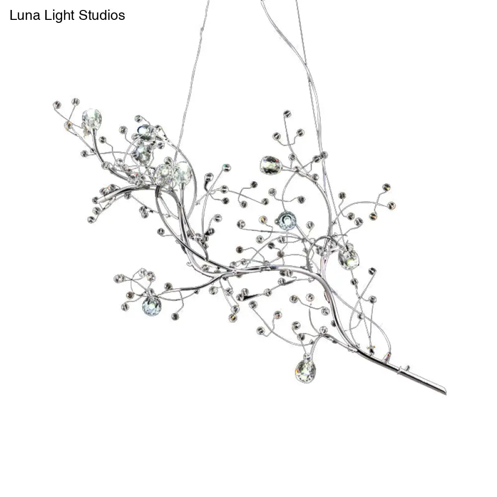 Pendant Chandelier 10-Light Crystal Bead Metallic Finish