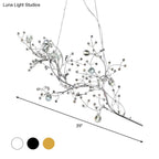 Pendant Chandelier 10-Light Crystal Bead Metallic Finish