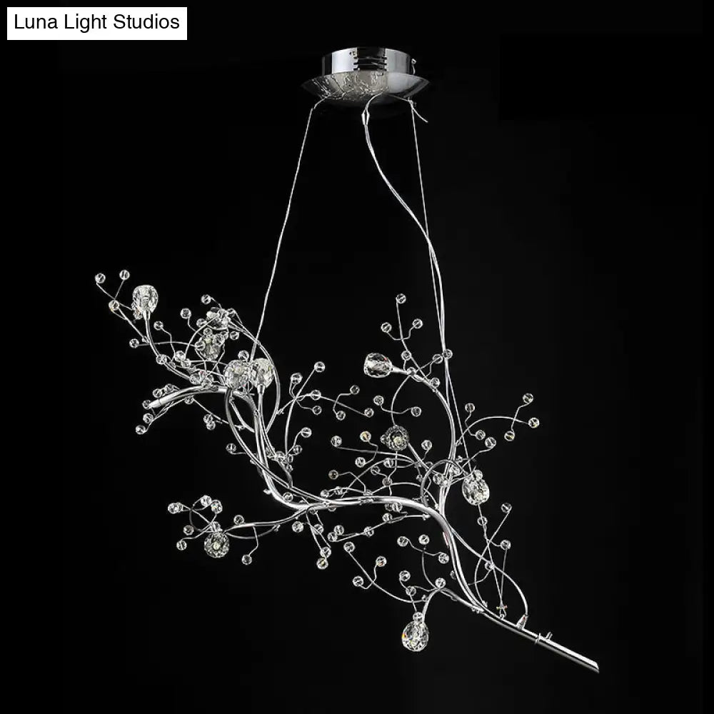 Pendant Chandelier 10-Light Crystal Bead Metallic Finish