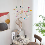 Pendant Chandelier Natural Agate Gilded Metal Warm Diffused Light