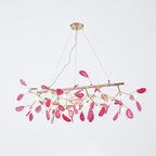 Pendant Chandelier Natural Agate Gilded Metal Warm Diffused Light