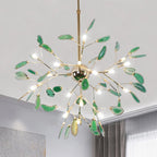Pendant Chandelier Natural Agate Gilded Metal Warm Diffused Light