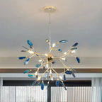 Pendant Chandelier Natural Agate Gilded Metal Warm Diffused Light