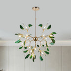 Pendant Chandelier Natural Agate Gilded Metal Warm Diffused Light