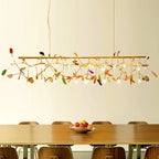 Pendant Chandelier Natural Agate Gilded Metal Warm Diffused Light