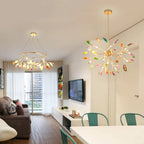 Pendant Chandelier Natural Agate Gilded Metal Warm Diffused Light