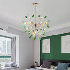 Pendant Chandelier Natural Agate Gilded Metal Warm Diffused Light
