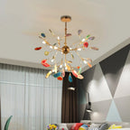 Pendant Chandelier Natural Agate Gilded Metal Warm Diffused Light