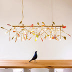 Pendant Chandelier Natural Agate Gilded Metal Warm Diffused Light