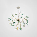 Pendant Chandelier Natural Agate Gilded Metal Warm Diffused Light