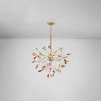 Pendant Chandelier Natural Agate Gilded Metal Warm Diffused Light