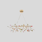 Pendant Chandelier Natural Agate Gilded Metal Warm Diffused Light